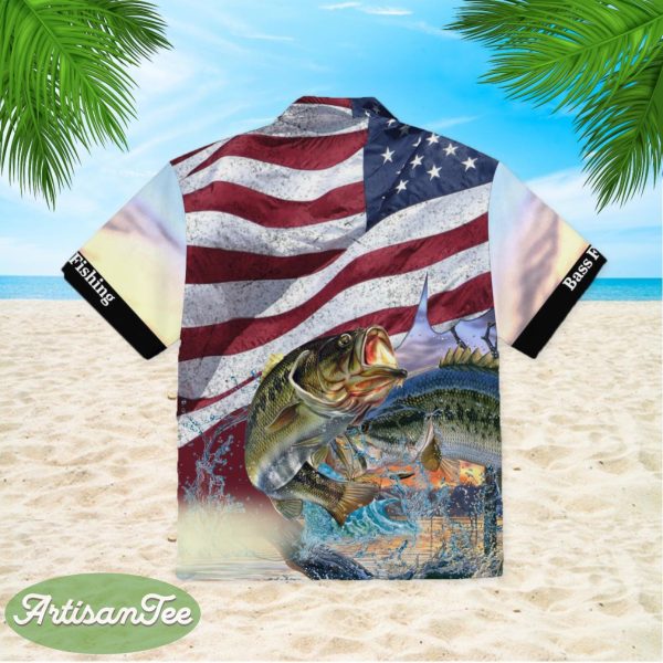 4th Of July Independence Day American Bass Fish Hawaiian Shirt Product Photo 1