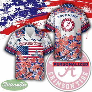Alabama Crimson TideMemory Beach Hawaiian Shirt - Alabama Crimson Tide Independence Day Hawaiian Shirt Photo 2