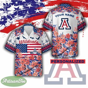 Arizona Wildcats Beach 3D Hawaiian Shirt Gift Independence Day - Arizona Wildcats Independence Day Hawaiian Shirt Photo 2