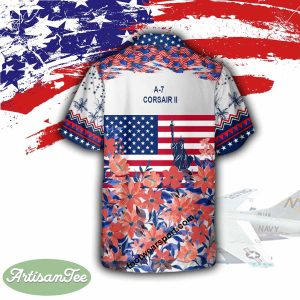 Aircraft A-7 Corsair II A7 Capitol, Liberty Independece Day AOP Hawaiian Shirt For Men Women - A-7 Corsair II A7 Aircraft Veteran Hawaiian Shirt Photo 2