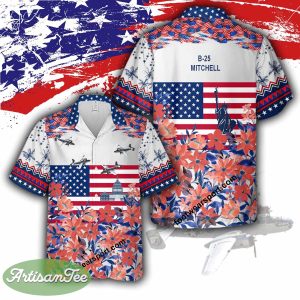 Aircraft B-25 Mitchell B25 Capitol, Liberty Independece Day Hawaiian Shirt All Over Print Gift Beach - B-25 Mitchell B25 Aircraft Veteran Hawaiian Shirt Photo 2