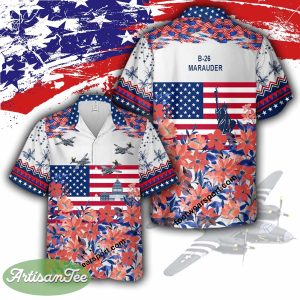 Aircraft B-26 Marauder B26 Liberty, US Capitol Pattern Gift Memory AOP Hawaiian Shirt For Summer - B-26 Marauder B26 Aircraft Veteran Hawaiian Shirt Photo 2