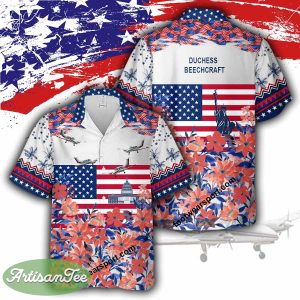 Aircraft Beechcraft Duchess Liberty, US Capitol Pattern Independece Day Hawaiian Shirt For Men Women - Beechcraft Duchess Aircraft Veteran Hawaiian Shirt Photo 2
