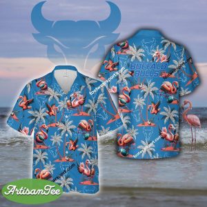 Buffalo Bulls Coconut Tree Pattern Flamingo Play Football Hawaiian Shirt Short Sleeve For Summer - NCAA Buffalo Bulls Flamingo Play Football Hawaiian Shirt Photo 2