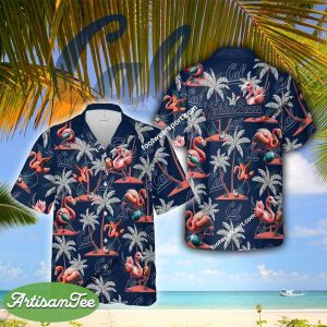 California Golden Bears Coconut Tree Pattern Flamingo Play Football Hawaiian Shirt Gift Beach - NCAA California Golden Bears Flamingo Play Football Hawaiian Shirt Photo 2