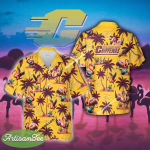 Central Michigan Chippewas Coconut Tree Island Hawaiian Shirt Flamingo Play Football For Summer - NCAA Central Michigan Chippewas Flamingo Play Football Hawaiian Shirt Photo 2