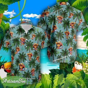 Dora the Explorer Go Beach Coconut Vintage Hawaiian Shirt All Over Print Gift Summer - Dora the Explorer Go Beach Coconut Hawaiian Shirt Photo 2