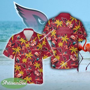 Flamingo Play Football Arizona Cardinals Hawaiian Shirt Gift For Summer - NFL Arizona Cardinals Flamingo Play Football Hawaiian Shirt Photo 2