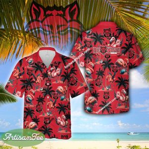 Flamingo Play Football Arkansas State Red Wolves 3D Hawaiian Shirt For Men And Women - NCAA Arkansas State Red Wolves Flamingo Play Football Hawaiian Shirt Photo 2