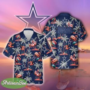 Flamingo Play Football Dallas Cowboys 3D Hawaiian Shirt For Men And Women - NFL Dallas Cowboys Flamingo Play Football Hawaiian Shirt Photo 2