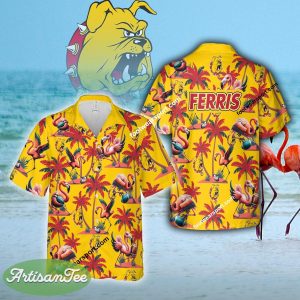 Flamingo Play Football Ferris State Bulldogs Hawaiian Shirt For Men And Women - NCAA2 Ferris State Bulldogs Flamingo Play Football Hawaiian Shirt Photo 2