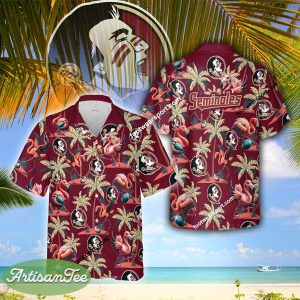 Flamingo Play Football Florida State Seminoles Hawaiian Shirt For Beach - NCAA Florida State Seminoles Flamingo Play Football Hawaiian Shirt Photo 2