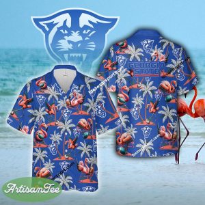 Flamingo Play Football Georgia State Panthers Hawaiian Shirt AOP Special Gifts - NCAA Georgia State Panthers Flamingo Play Football Hawaiian Shirt Photo 2