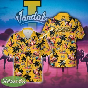 Flamingo Play Football Idaho Vandals AOP Hawaiian Shirt Gift For Fans - NCAA2 Idaho Vandals Flamingo Play Football Hawaiian Shirt Photo 2