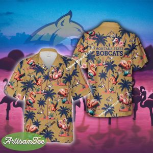 Flamingo Play Football Montana State Bobcats 3D Hawaiian Shirt For Men And Women - NCAA2 Montana State Bobcats Flamingo Play Football Hawaiian Shirt Photo 2