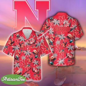Flamingo Play Football Nebraska Cornhuskers Aloha Hawaiian Shirt Gift For Fans - NCAA Nebraska Cornhuskers Flamingo Play Football Hawaiian Shirt Photo 2