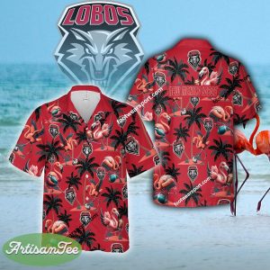 Flamingo Play Football New Mexico Lobos Hawaiian Shirt For Men And Women - NCAA New Mexico Lobos Flamingo Play Football Hawaiian Shirt Photo 2