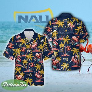 Flamingo Play Football Northern Arizona Lumberjacks Hawaiian Shirt AOP Special Gifts - NCAA2 Northern Arizona Lumberjacks Flamingo Play Football Hawaiian Shirt Photo 2