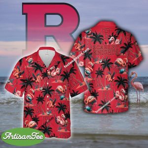 Flamingo Play Football Rutgers Scarlet Knights Aloha Hawaiian Shirt Gift For Fans - NCAA Rutgers Scarlet Knights Flamingo Play Football Hawaiian Shirt Photo 2