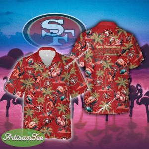 Flamingo Play Football San Francisco 49ers Hawaiian Shirt For Men And Women - NFL San Francisco 49ers Flamingo Play Football Hawaiian Shirt Photo 2