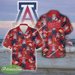 Flamingo Play With Arizona Wildcats Aloha Hawaiian Shirt Gift For Fans - NCAA Arizona Wildcats Flamingo Play Football Hawaiian Shirt Photo 2