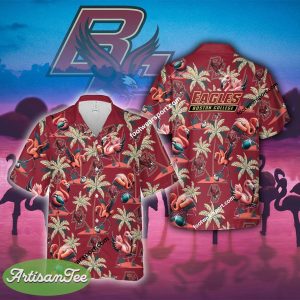Flamingo Play With Boston College Eagles Hawaiian Shirt AOP Special Gifts - NCAA Boston College Eagles Flamingo Play Football Hawaiian Shirt Photo 2