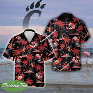 Flamingo Play With Cincinnati Bearcats Hawaiian Shirt Gift For Summer - NCAA Cincinnati Bearcats Flamingo Play Football Hawaiian Shirt Photo 2