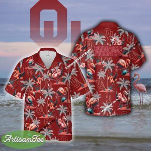 Flamingo Play With Oklahoma Sooners Hawaiian Shirt Gift For Summer - NCAA Oklahoma Sooners Flamingo Play Football Hawaiian Shirt Photo 2
