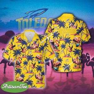 Flamingo Play With Toledo Rockets Aloha Hawaiian Shirt Gift For Fans - NCAA Toledo Rockets Flamingo Play Football Hawaiian Shirt Photo 2