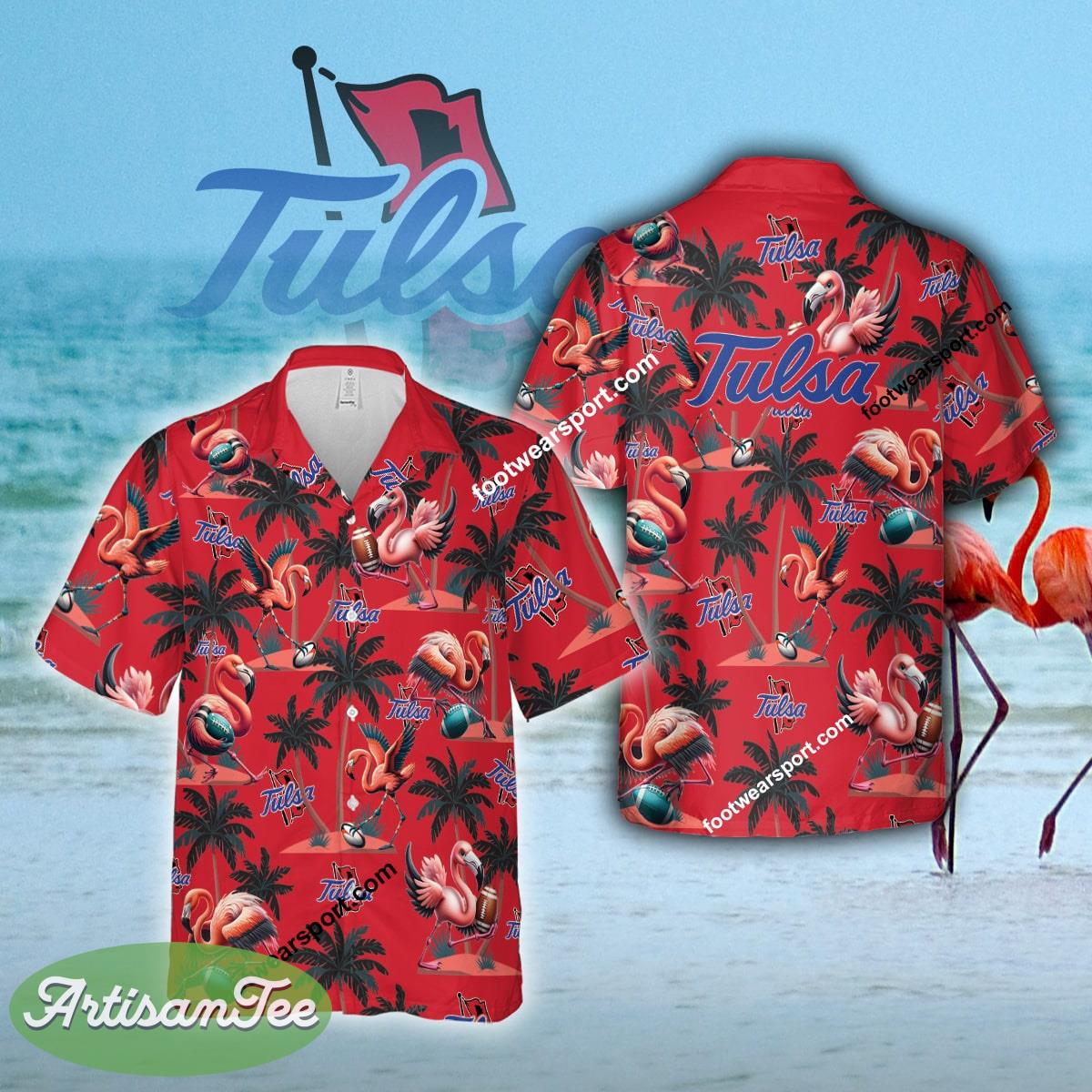 Flamingo Play With Tulsa Golden Hurricane Hawaiian Shirt For Men And Women 3 Flamingo Play With Tulsa Golden Hurricane Hawaiian Shirt For Men And Women - NCAA Tulsa Golden Hurricane Flamingo Play Football Hawaiian Shirt Photo 2
