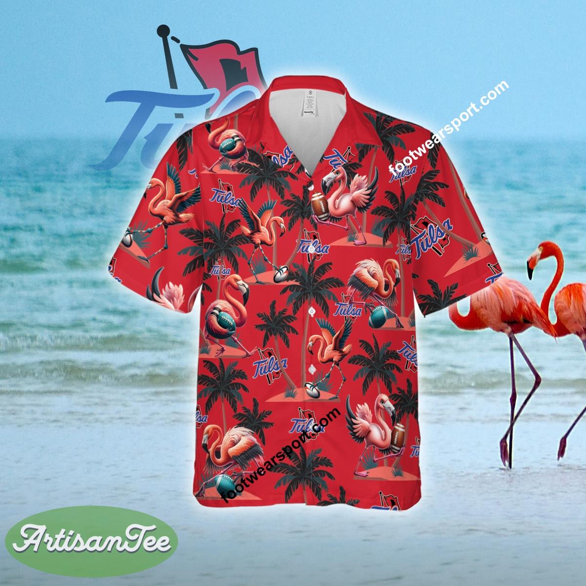 Flamingo Play With Tulsa Golden Hurricane Hawaiian Shirt For Men And Women 2 Flamingo Play With Tulsa Golden Hurricane Hawaiian Shirt For Men And Women - NCAA Tulsa Golden Hurricane Flamingo Play Football Hawaiian Shirt Photo 1