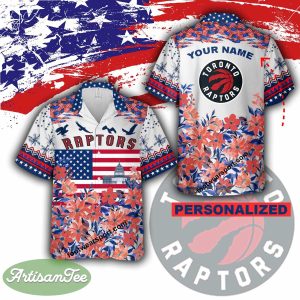 NBA Toronto Raptors Men Women Aloha Hawaiian Shirt Gift Independence Day Custom Name - NBA Toronto Raptors Independence Day Hawaiian Shirt Photo 2