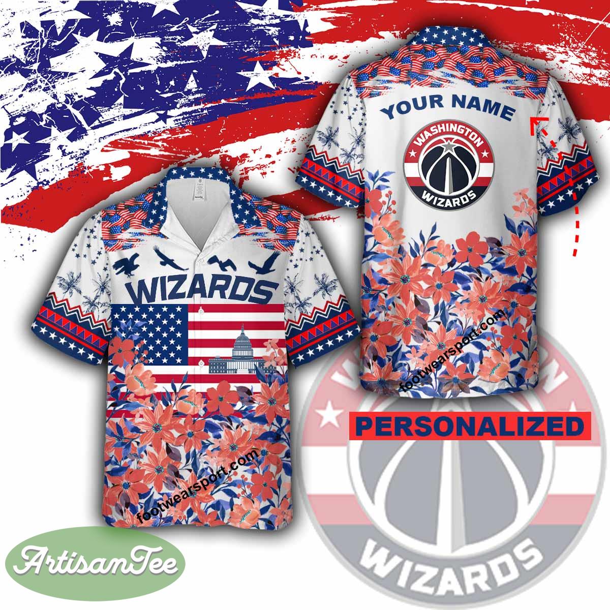NBA Washington Wizards Beach Hawaiian Shirt Gift Memory Day Custom Name 3 NBA Washington Wizards Beach Hawaiian Shirt Gift Memory Day Custom Name - NBA Washington Wizards Independence Day Hawaiian Shirt Photo 2
