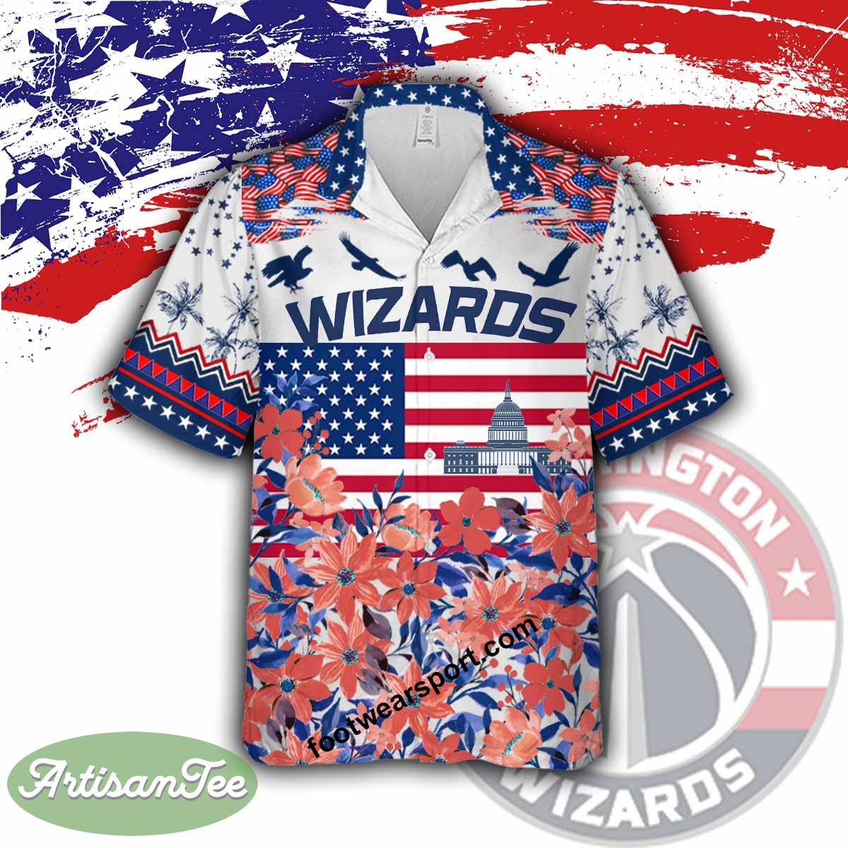 NBA Washington Wizards Beach Hawaiian Shirt Gift Memory Day Custom Name 2 NBA Washington Wizards Beach Hawaiian Shirt Gift Memory Day Custom Name - NBA Washington Wizards Independence Day Hawaiian Shirt Photo 1