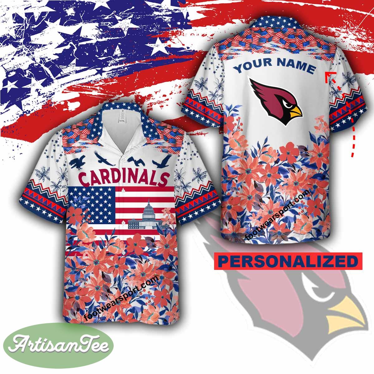 NFL Arizona Cardinals Hawaiian Shirt For Independence Day Custom Name 3 NFL Arizona Cardinals Hawaiian Shirt For Independence Day Custom Name - NFL Arizona Cardinals Independence Day Hawaiian Shirt Photo 2