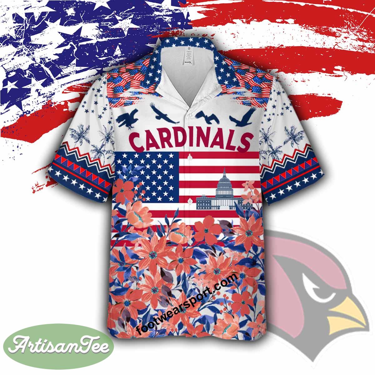NFL Arizona Cardinals Hawaiian Shirt For Independence Day Custom Name 2 NFL Arizona Cardinals Hawaiian Shirt For Independence Day Custom Name - NFL Arizona Cardinals Independence Day Hawaiian Shirt Photo 1