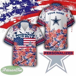 NFL Dallas Cowboys Hawaiian Shirt Gift Memory Day Custom Name - NFL Dallas Cowboys Independence Day Hawaiian Shirt Photo 2