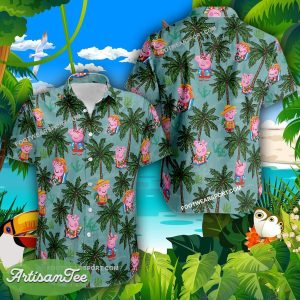 Peppa Pig Go Beach Coconut Vintage Hawaiian Shirt For Men And Women - Peppa Pig Go Beach Coconut Hawaiian Shirt Photo 2
