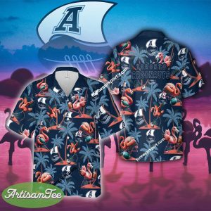 Toronto Argonauts Coconut Tree Island Aloha Hawaiian Shirt Flamingo Play Football For Men Women - CFL Toronto Argonauts Flamingo Play Football Hawaiian Shirt Photo 2