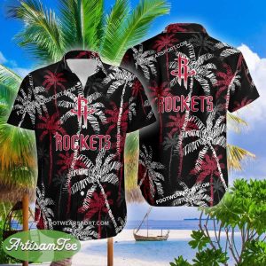 Houston Rockets Aloha Hawaiian Shirt Coconut Tree Vintage Gift For Fans - NBA Houston Rockets 3D Hawaiian Shirt Coconut Tree_2