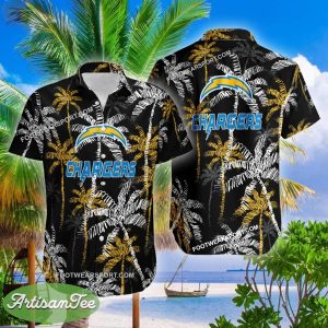 Los Angeles Chargers Hawaiian Shirt Coconut Tree Vintage For Men And Women - NFL Los Angeles Chargers 3D Hawaiian Shirt Coconut Tree_2