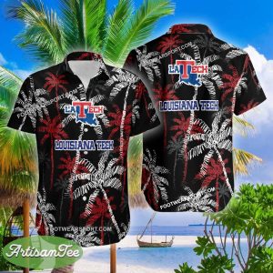 Louisiana Tech Bulldogs Aloha Hawaiian Shirt Coconut Tree Vintage Gift For Fans - NCAA Louisiana Tech Bulldogs 3D Hawaiian Shirt Coconut Tree_2