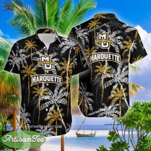 Marquette Golden Eagles Aloha Hawaiian Shirt Coconut Tree Vintage Gift For Fans - NCAA2 Marquette Golden Eagles 3D Hawaiian Shirt Coconut Tree_2