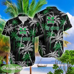 Marshall Thundering Herd Hawaiian Shirt Coconut Tree Vintage AOP Special Gifts - NCAA Marshall Thundering Herd 3D Hawaiian Shirt Coconut Tree_2