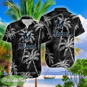 Miami Marlins Hawaiian Shirt Coconut Tree Vintage Gift For Summer - MLB Miami Marlins 3D Hawaiian Shirt Coconut Tree_2