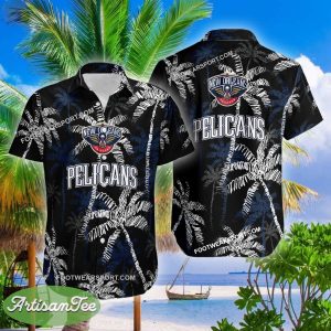 New Orleans Pelicans Aloha Hawaiian Shirt Coconut Tree Vintage Gift For Fans - NBA New Orleans Pelicans 3D Hawaiian Shirt Coconut Tree_2