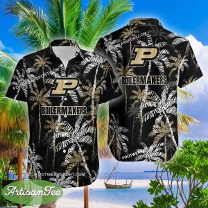 Purdue Boilermakers Hawaiian Shirt Coconut Tree Vintage All Over Print Gift Summer - NCAA Purdue Boilermakers 3D Hawaiian Shirt Coconut Tree_2