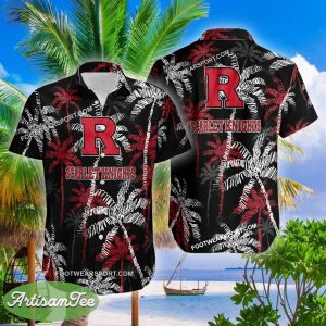 Rutgers Scarlet Knights Hawaiian Shirt Coconut Tree Vintage Gift For Summer - NCAA Rutgers Scarlet Knights 3D Hawaiian Shirt Coconut Tree_2