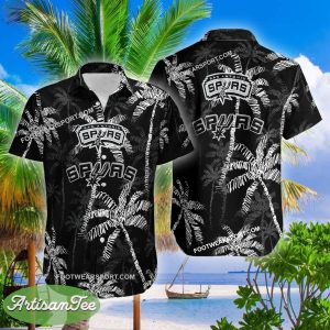 San Antonio Spurs Aloha Hawaiian Shirt Coconut Tree Vintage Gift For Fans - NBA San Antonio Spurs 3D Hawaiian Shirt Coconut Tree_2