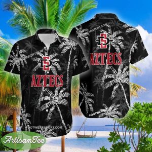 San Diego State Aztecs Aloha Hawaiian Shirt Coconut Tree Vintage Gift For Fans - NCAA San Diego State Aztecs 3D Hawaiian Shirt Coconut Tree_2